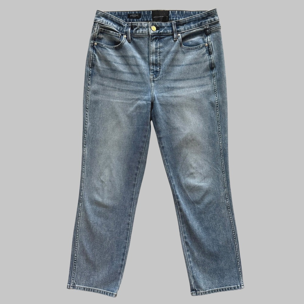 WHBM High Rise Straight Sculpt Jeans Blue sz 10 Capsule Basic Everyday Casual